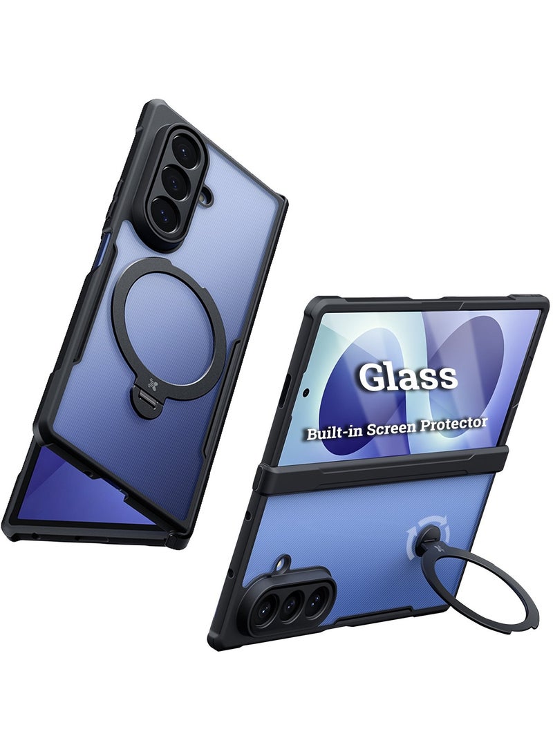 إكسوند حافظة حماية متوافقة مع for Samsung Galaxy Z Fold 8 Ultra مزودة بواقي شاشة مدمج، مع حامل مغناطيسي دوّار بزاوية 360 درجة، وغطاء خلفي بتصميم حماية مرتفع للكاميرا - Image 1