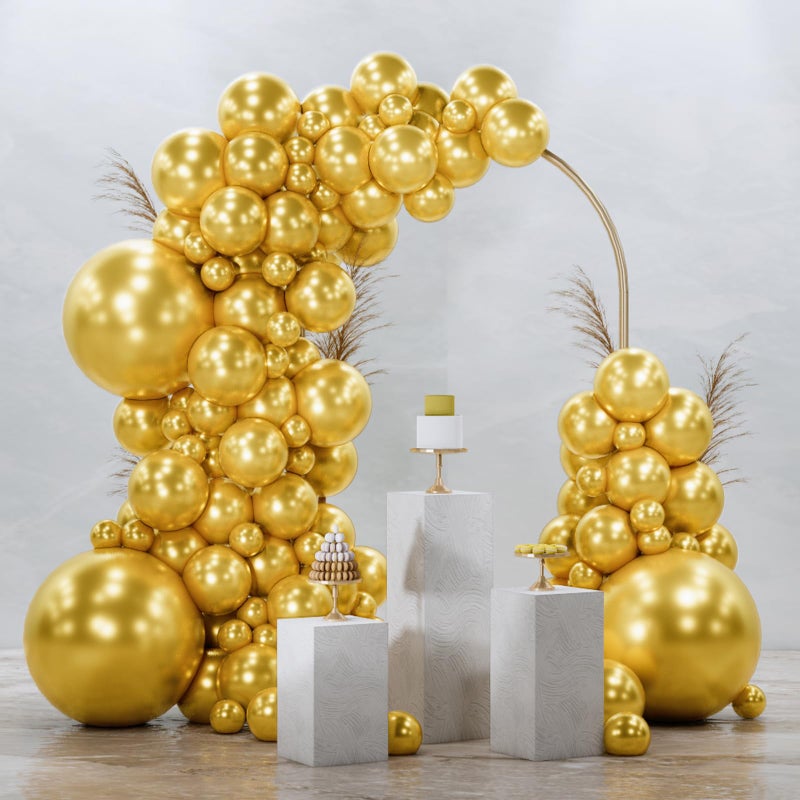 PartyWoo Gold Balloons 128pcs Different Sizes of 18 12 10 5 Inch Gold Balloon Arch Kit Garland for Birthday Wedding Anniversary Baby Shower Graduation Retirement Casino Party Decorations GoldG101 - Image 3