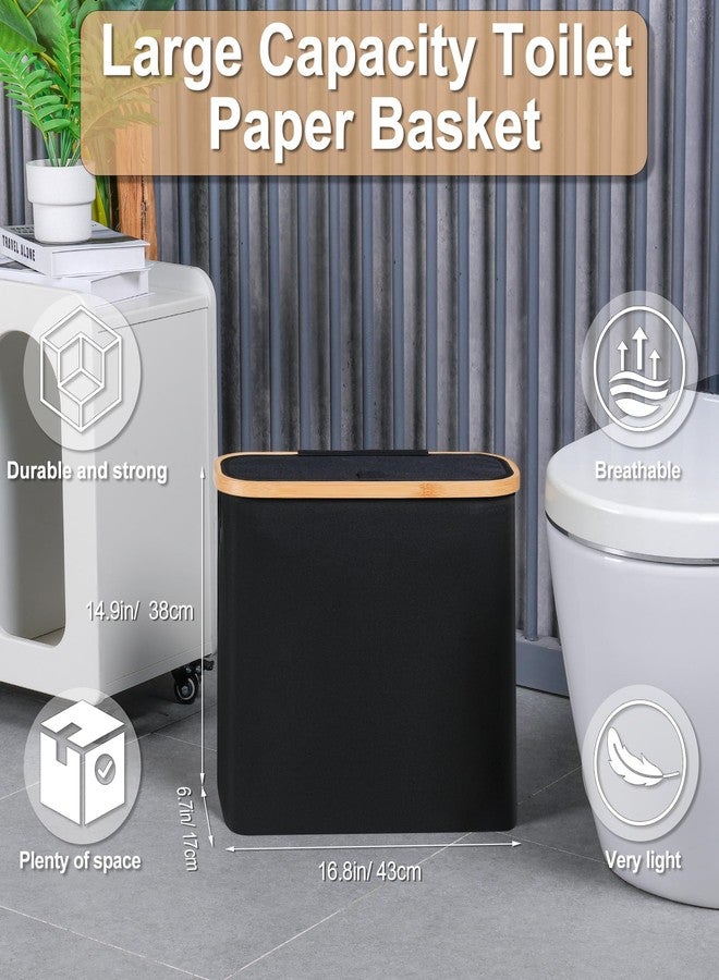 efluky Toilet Paper Basket 28L, Toilet Paper Holder with Lid for Bathroom, Free Standing Storage Organizer Holds Up to 9-12 Rolls (Black, 1) - Image 2