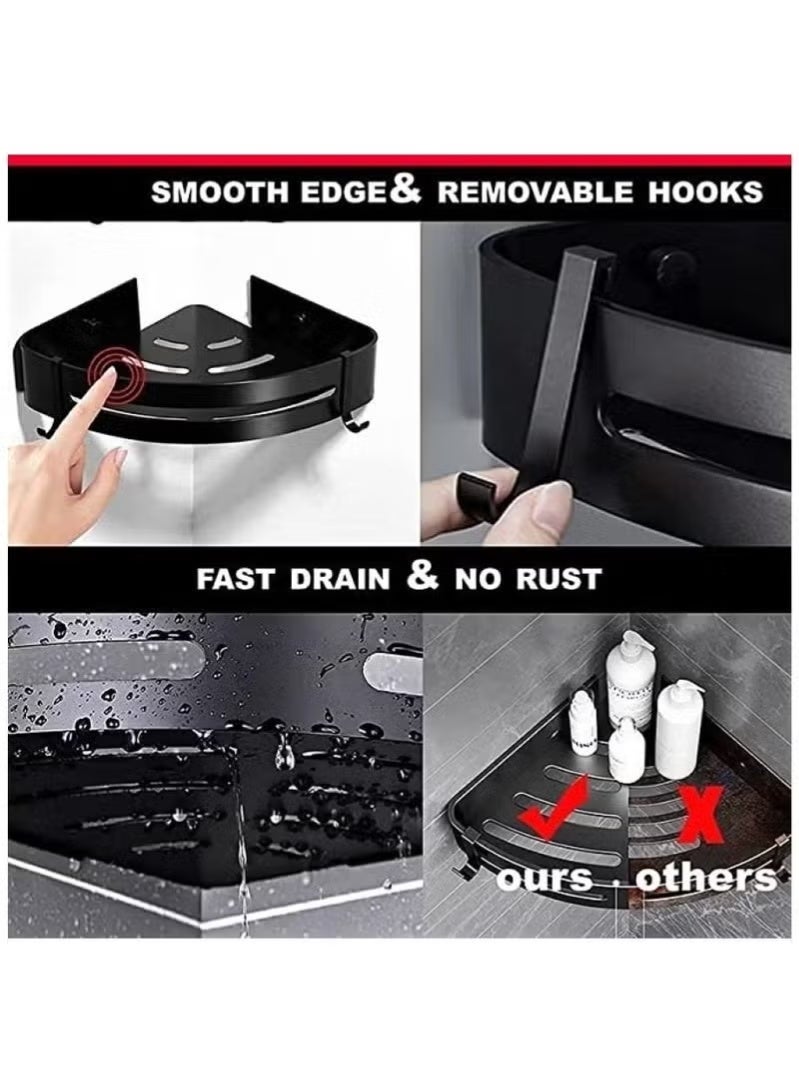 Bathroom Shelf, Pack of 2pcs, Shower Caddy, No drilling Bathroom Organizer, Light-Weight Aluminum, Self-Adhesive Bathroom Shelves, Wall mounted Bathroom Rack, Corner Shower Shelf. - Image 5