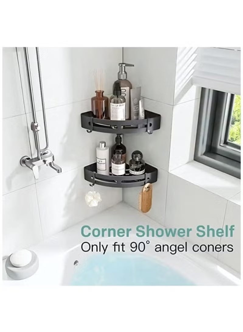 Bathroom Shelf, Pack of 2pcs, Shower Caddy, No drilling Bathroom Organizer, Light-Weight Aluminum, Self-Adhesive Bathroom Shelves, Wall mounted Bathroom Rack, Corner Shower Shelf. - Image 2