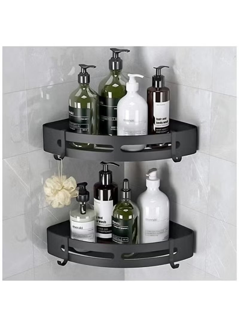 Bathroom Shelf, Pack of 2pcs, Shower Caddy, No drilling Bathroom Organizer, Light-Weight Aluminum, Self-Adhesive Bathroom Shelves, Wall mounted Bathroom Rack, Corner Shower Shelf. - Image 1