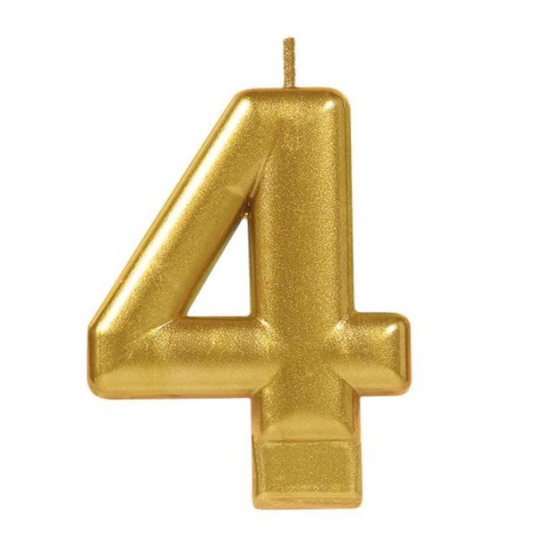 Amscan #4 Metallic Birthday Candle Gold Party Supply 1 Piece - Image 2