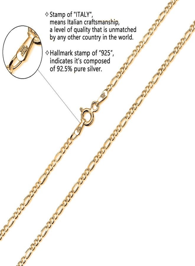 Savlano 925 Sterling Silver Chain Anklet Rope, Figaro, Mariner, Curb - 18K Gold Plated Chain Anklet Available in 9”, 10” and 11”- Inches for Women Comes with a Gift Box - Made in Italy (1.8mm Fig, 9) - Image 3