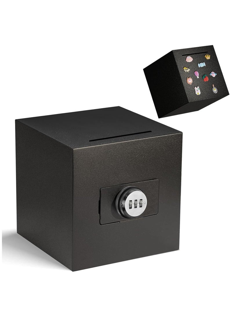 YelaJoy Piggy Bank for Adults with Password Lock & 10 Cartoon Stickers, Large Unbreakable Stainless Steel Money Saving Box, Indestructible Cash Savings Jar for Real Money, Ideal for Savings Challenges - Image 1