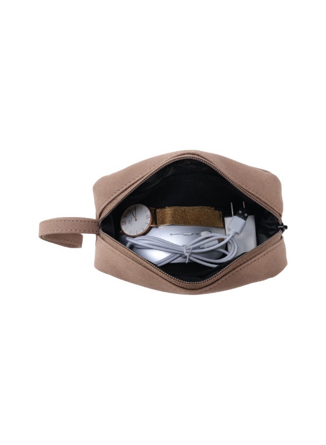 أفو حقيبة متعددة الاستخدامات أنيق من خامة متينة مقاومة للماء، مثالية لحفظ وتنظيم الكابلات، الشواحن، الإكسسوارات، والساعات، مناسبة للسفر والاستخدام اليومي بلون بني . - Image 2