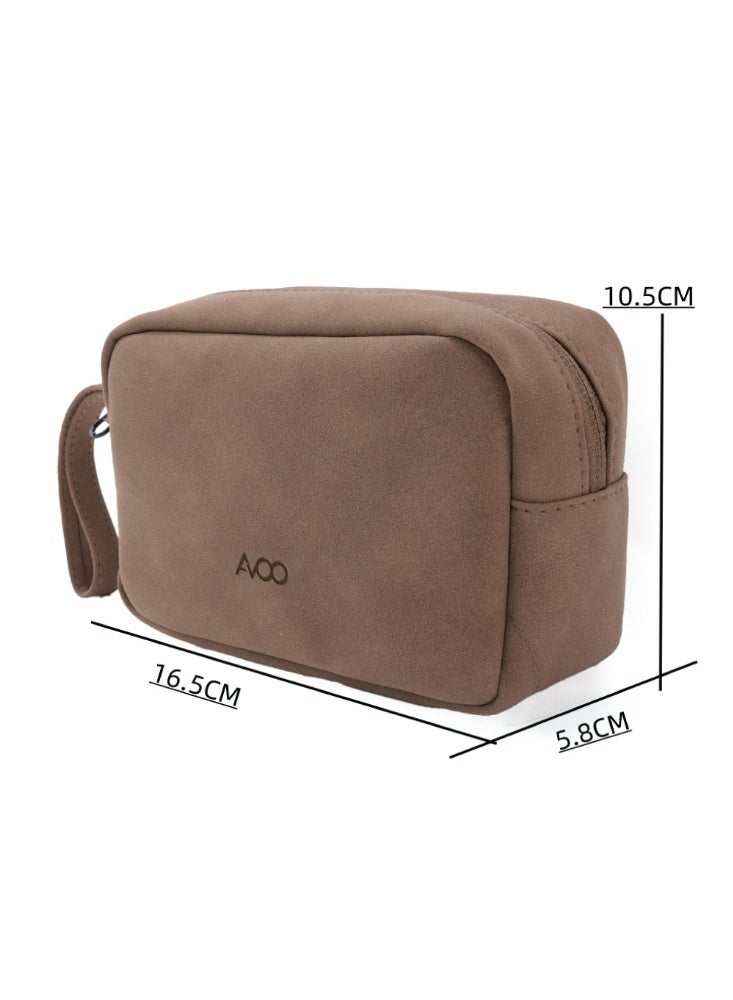 أفو حقيبة متعددة الاستخدامات أنيق من خامة متينة مقاومة للماء، مثالية لحفظ وتنظيم الكابلات، الشواحن، الإكسسوارات، والساعات، مناسبة للسفر والاستخدام اليومي بلون بني . - Image 3