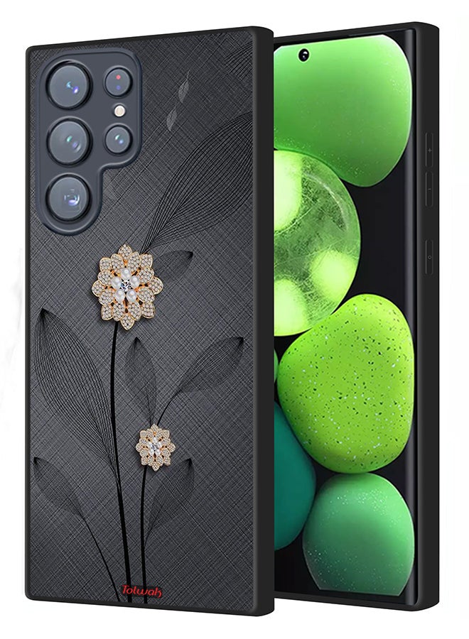 Tolwak Samsung Galaxy S23 Ultra 5G Protective Case Cover Diamond Flowers Art - Image 1