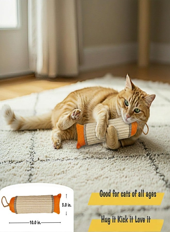 FuneeTop Catnip Cat Kicker Toy, 10 Inch Long Cat Scratcher Post, Natural Sisal Toy for Indoor Cats(Oranger and Silver) - Image 4