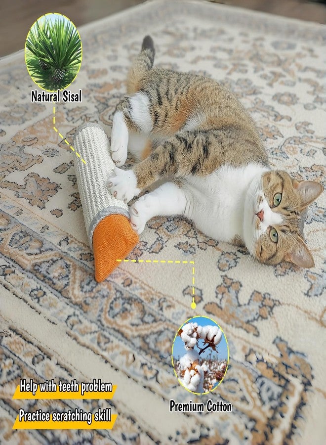 FuneeTop Catnip Cat Kicker Toy, 10 Inch Long Cat Scratcher Post, Natural Sisal Toy for Indoor Cats(Oranger and Silver) - Image 5