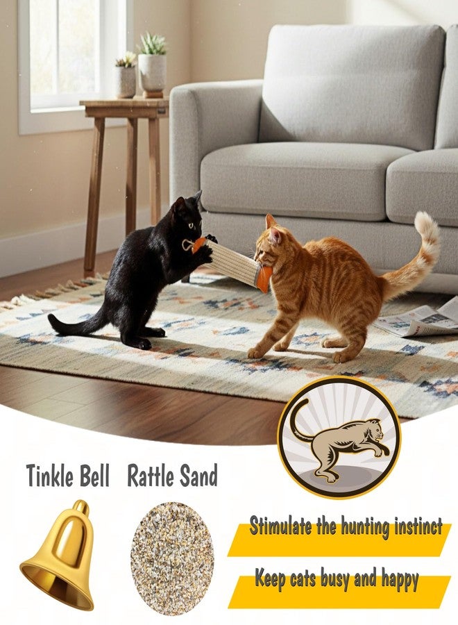 FuneeTop Catnip Cat Kicker Toy, 10 Inch Long Cat Scratcher Post, Natural Sisal Toy for Indoor Cats(Oranger and Silver) - Image 3