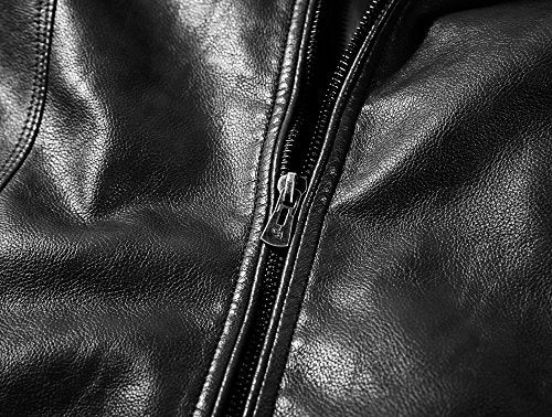 WULFUL Men's Stand Collar Leather Jacket Motorcycle Lightweight Faux Leather Outwear - Image 3