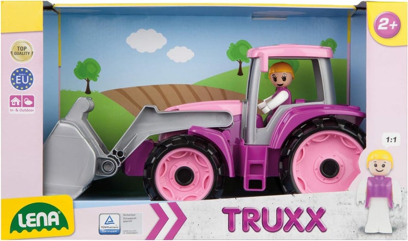 Lena 04452 TRUXX Tractor Pink with Front Shovel, Vehicle Approx. 34 cm, Tractor with Excavator Shovel and Fully Movable Toy Figure, Toy Vehicle for Girls from 2 Years in Pink, Purple - Image 4