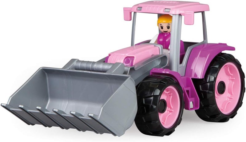 Lena 04452 TRUXX Tractor Pink with Front Shovel, Vehicle Approx. 34 cm, Tractor with Excavator Shovel and Fully Movable Toy Figure, Toy Vehicle for Girls from 2 Years in Pink, Purple - Image 1