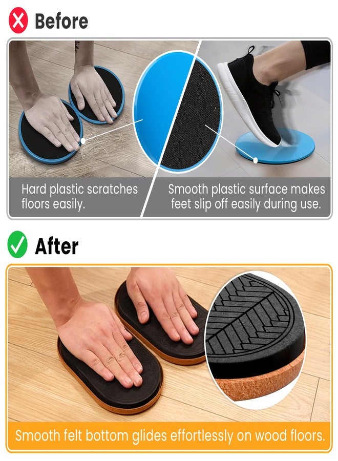 MUYOS Sliders for Working Out 2 Pack 9-1/2 Inch x 5-3/4 Inch Oval Exercise Core Sliders for Hardwood Floors, Sliding Discs for Strength Training and Core Workouts Home Gym Fitness - Image 3