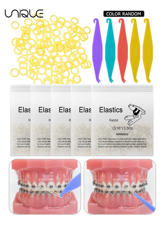 Unique 500 Pcs Orthodontic Elastic Rubber Bands - 3.5 Oz 3/16" Size Heavy Dental Rubber Traction Bands - 5 Rubber Band Positioners for Teeth Gap, Braces, Dog Grooming Top Knots, Bows, Braids, Tooth Gaps, and Dreadlocks（Rabbit） - Image 1