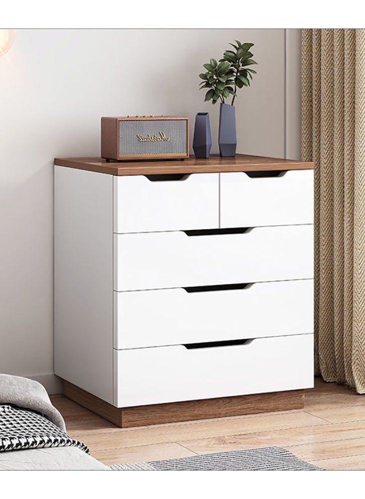 خزانة ذات أدراج، خزانة تخزين خشبية ذات أدراج، خزانة ذات أدراج لغرفة النوم، 60*40*68 سم، أبيض، 203DG5 - Image 1