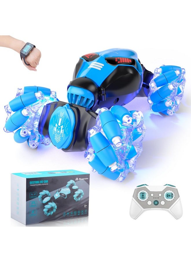 Powerextra Powerextra RC Stunt Car Toys for 6-12 Year Old Kids - 4WD Remote Control Car - Gesture Sensor - Double Sided Rotating RC Car - Lights, Music - Perfect for Boys & Girls' Birthday  - Image 1