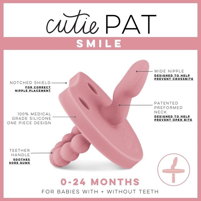 Ryan & Rose Cutie PAT Smile - Orthodontic Pro Pacifier and Teether (Rose) - Image 2