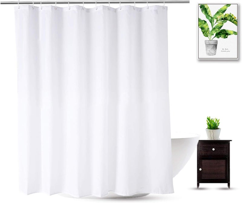 WellColor ستارة دش قصيرة بطانة 72 × 66 بوصة، بيضاء مقاومة للماء، بطانة دش من القماش الموزون للحمام والفندق والسبا، عديمة الرائحة، قابلة للغسل، 66 بوصة - Image 1