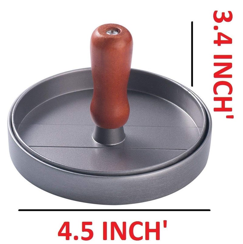 Shopping Tadka Shopping Tadka 45Inch Burger Press Durable Nonstick Hamburger Molds Patty Maker for Perfectly Shaped Burgers Aluminium Burger Press with Wooden Handle  - Image 3