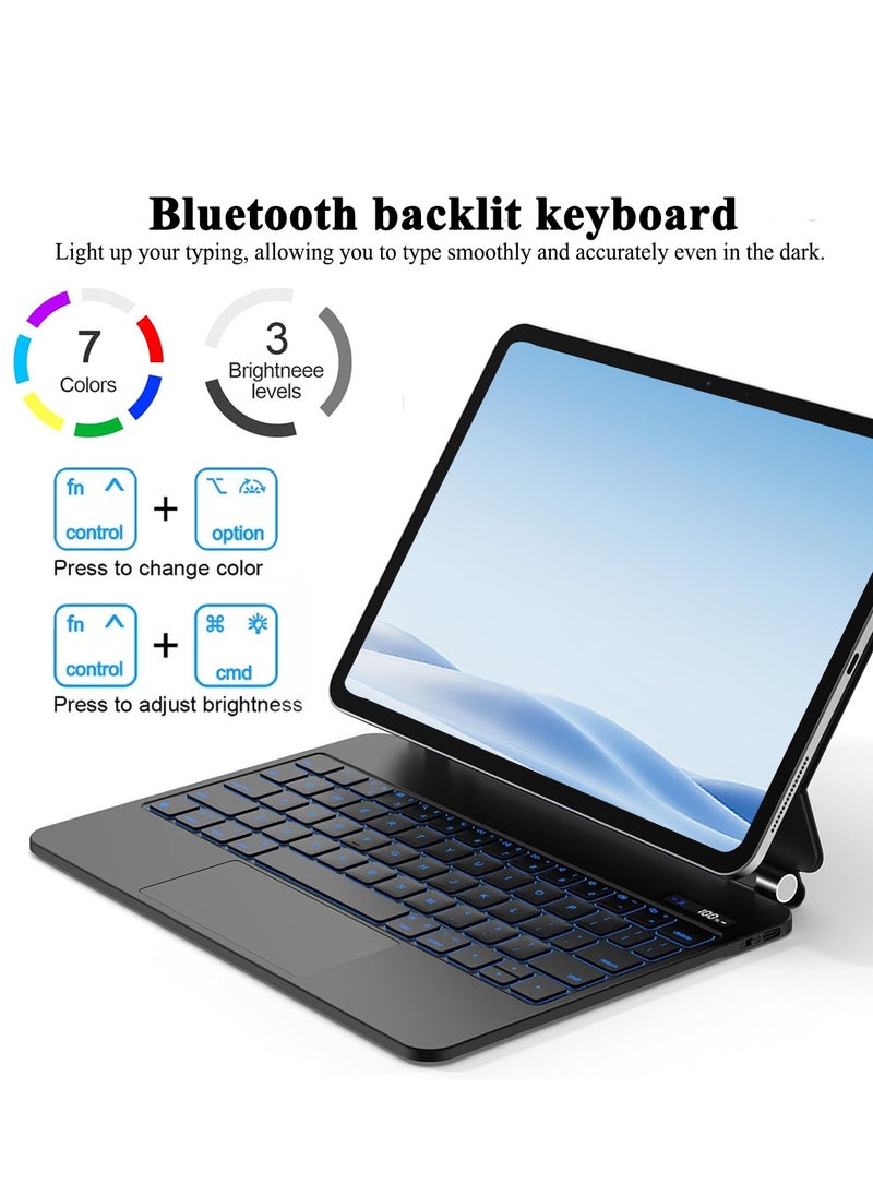 QPHWHFQ - Magic Keyboard for iPad Air 13 inch M2/M3 (2024/2025) and iPad Pro 12.9 inch(2018-2022), Magic Keyboard for iPad Air 13, Multi-Touch Trackpad, 7 Colors Backlit Keys, Black - Image 1