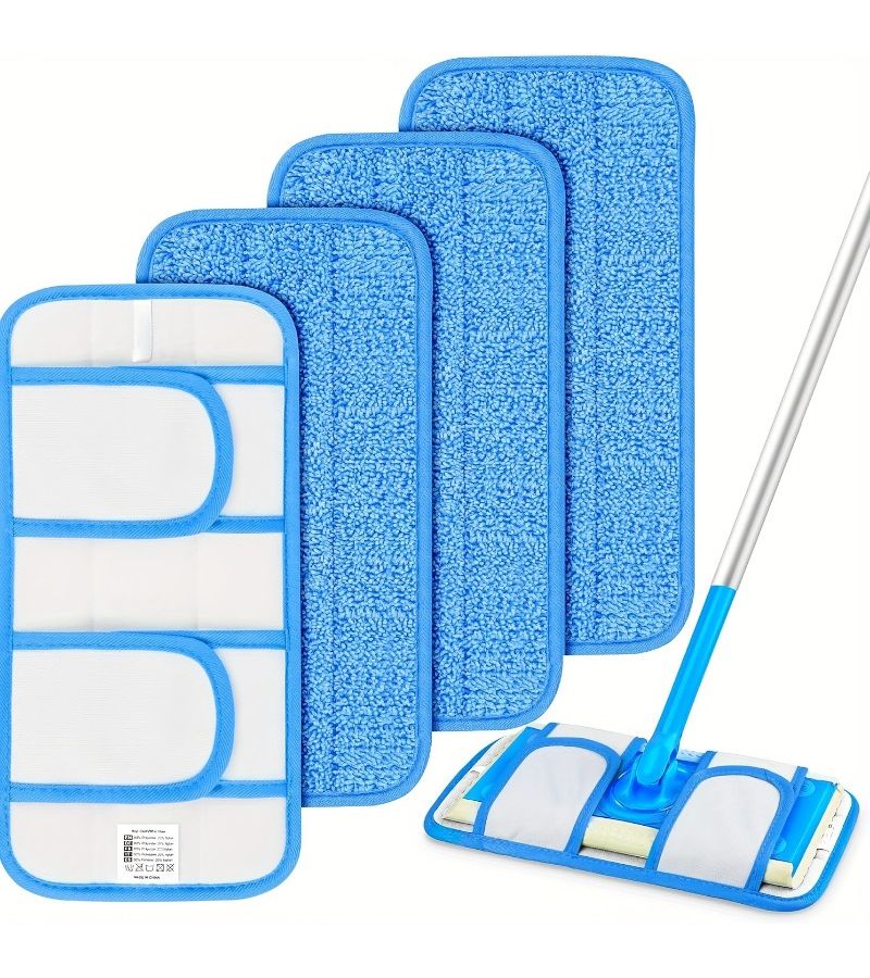 Heavy Duty Reusable Mop Pads for Sweeper Blue 27.5x15.5cm Wet Dry Floor Cleaner Refills - Image 1