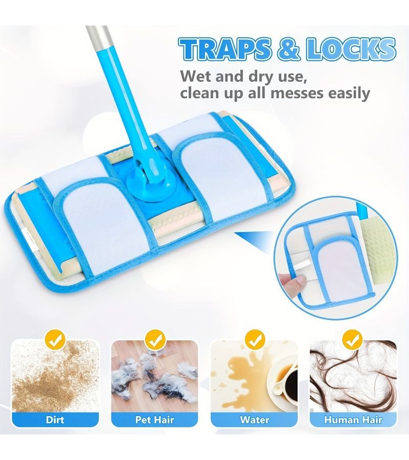 Heavy Duty Reusable Mop Pads for Sweeper Blue 27.5x15.5cm Wet Dry Floor Cleaner Refills - Image 2