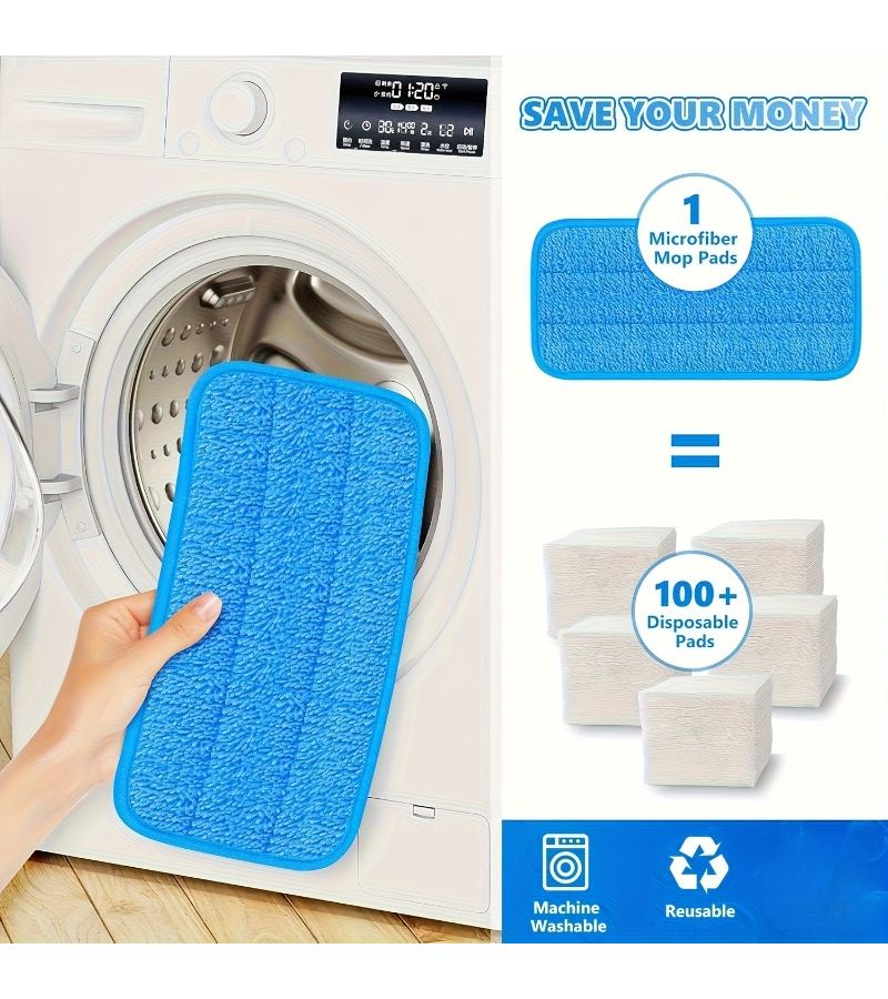 Heavy Duty Reusable Mop Pads for Sweeper Blue 27.5x15.5cm Wet Dry Floor Cleaner Refills - Image 3