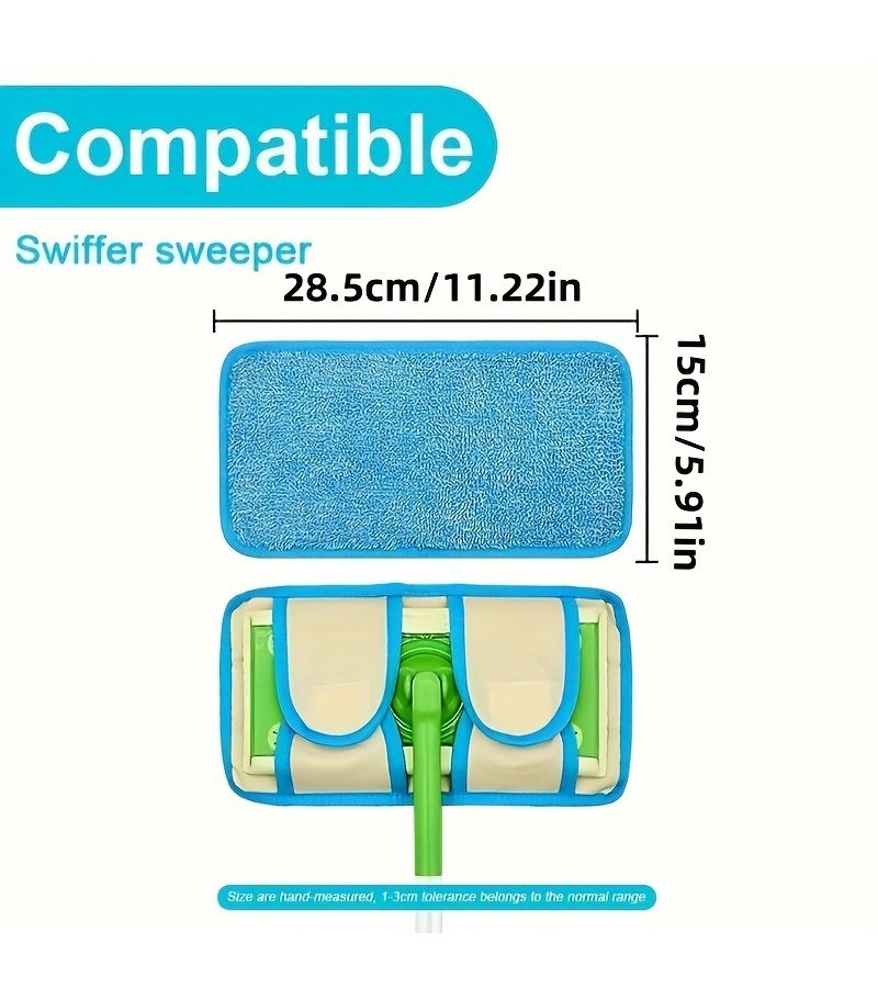 Heavy Duty Reusable Mop Pads for Sweeper Blue 27.5x15.5cm Wet Dry Floor Cleaner Refills - Image 4