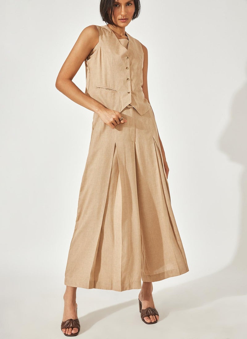 The Label Life Women's Formal Waistcoat - Sand Beige, Multicolour - Image 3
