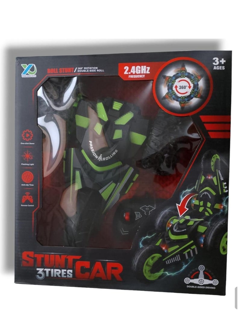Stunt RC Car with Remote Control, Three Rechargeable Non-Slip Rubber Wheels, Multi-Color  - Image 2