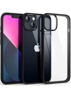Shockproof Clear Case for iPhone 13/14 Not Yellowing Military Drop Protection Hard Clear Back Four Corner Airbags Drop Protection Phone Cover 6.1 inch Black