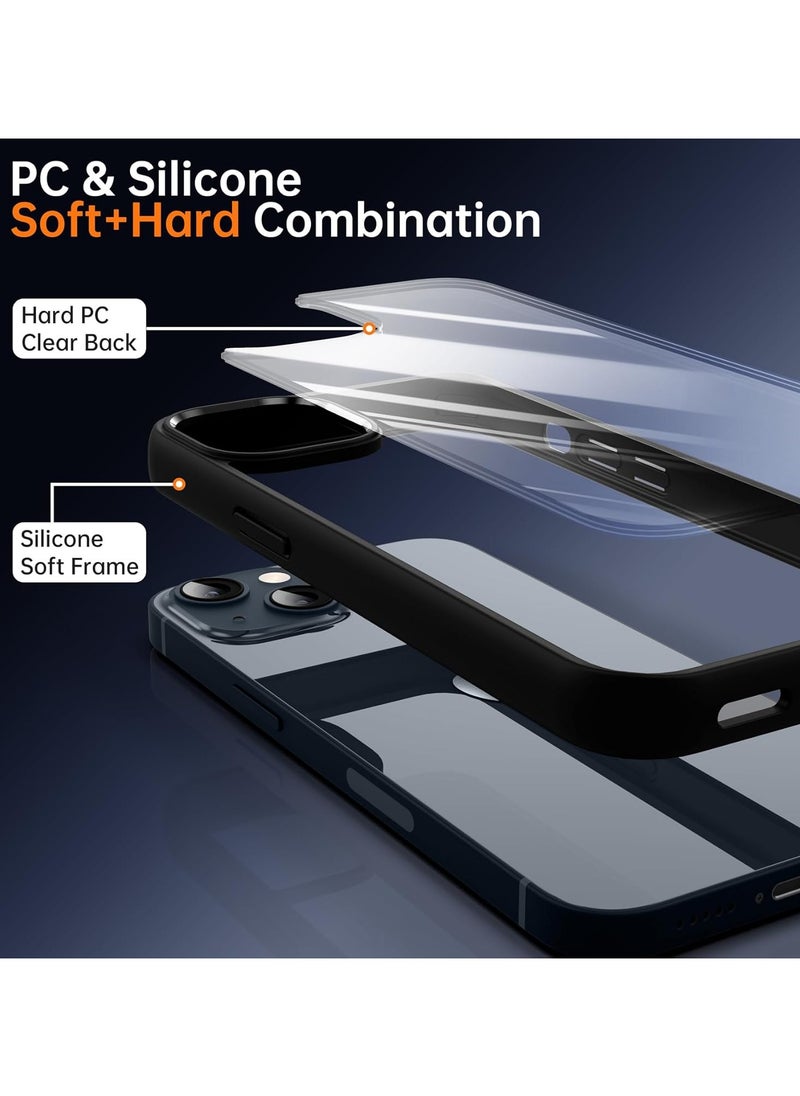 Generic - Shockproof Clear Case for iPhone 13/14 Not Yellowing Military Drop Protection Hard Clear Back Four Corner Airbags Drop Protection Phone Cover 6.1 inch Black - Image 1
