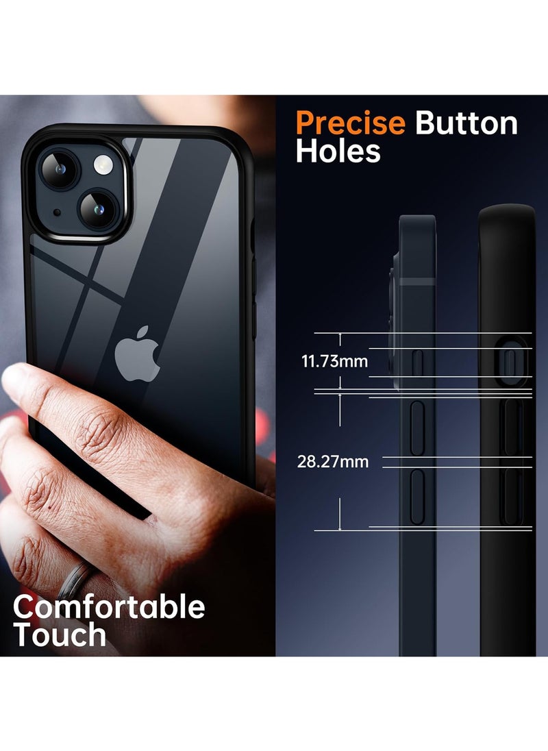 Generic - Shockproof Clear Case for iPhone 13/14 Not Yellowing Military Drop Protection Hard Clear Back Four Corner Airbags Drop Protection Phone Cover 6.1 inch Black - Image 1