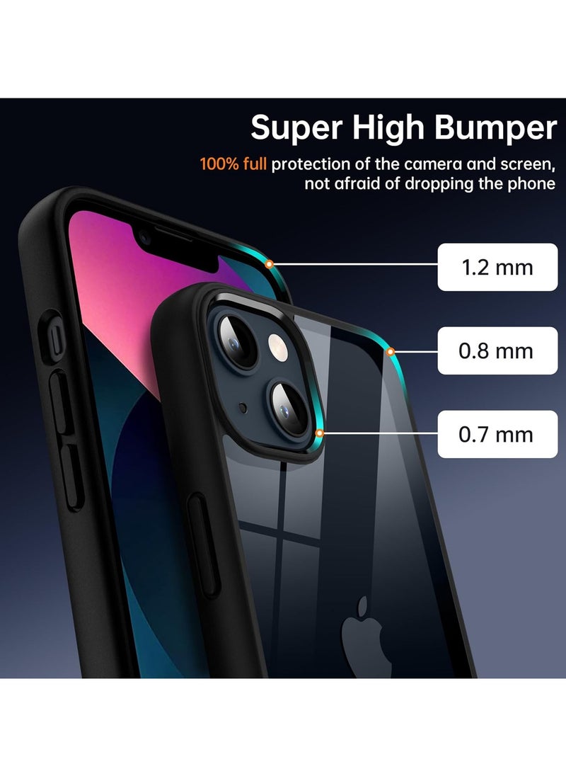 Generic - Shockproof Clear Case for iPhone 13/14 Not Yellowing Military Drop Protection Hard Clear Back Four Corner Airbags Drop Protection Phone Cover 6.1 inch Black - Image 1