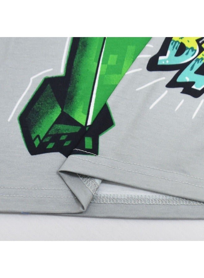 عام ماين كرافت بيجامة حزمة 110-150 الاطفال طويلة الأكمام المتسكعون مجموعة هو هدية لمحبي ماين كرافت - Image 5