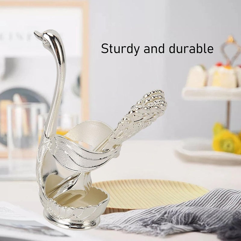 Swan Base Holder Forks Set Aluminum Silver, 6 Pieces for Fruits and Drinks - Rustproof Decorative Design, Durable Aluminum, Ideal for Parties and Home Use - Image 5