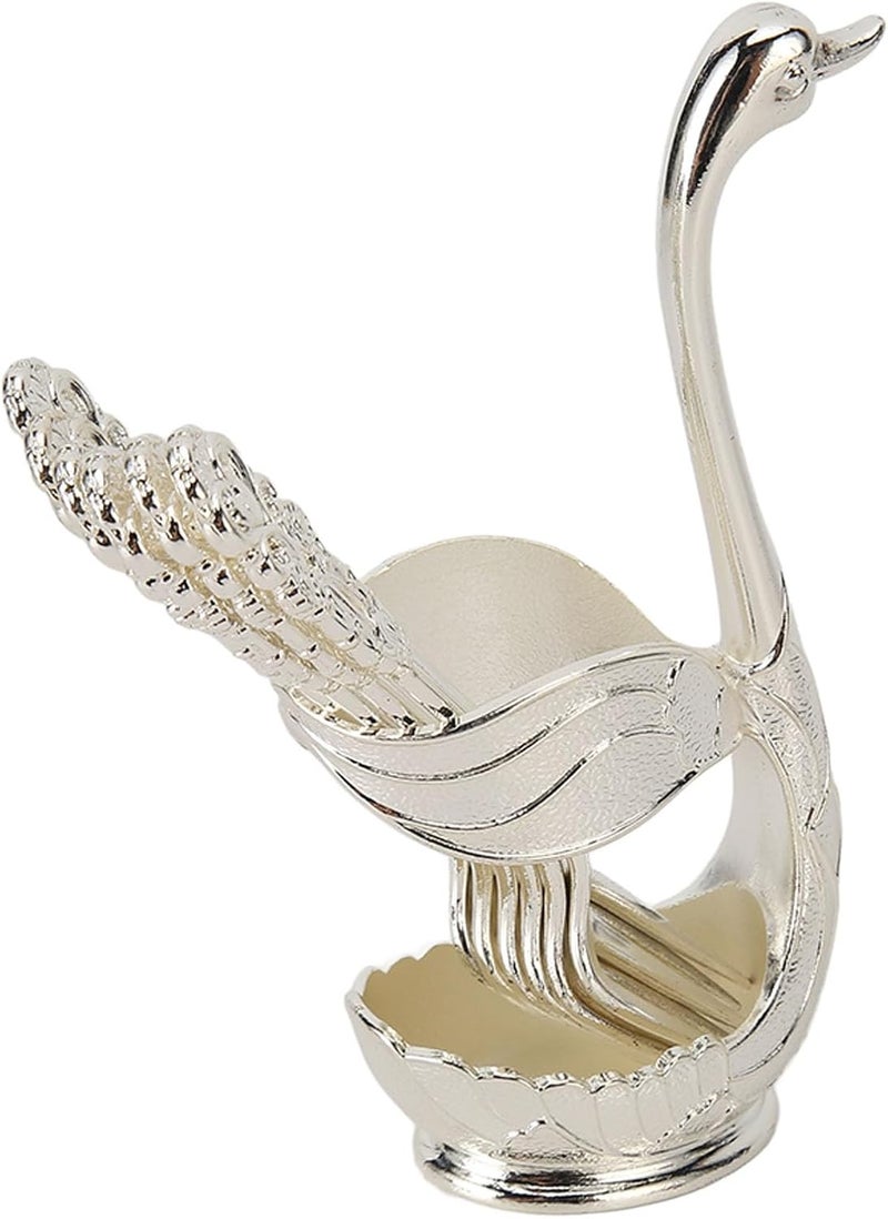 Swan Base Holder Forks Set Aluminum Silver, 6 Pieces for Fruits and Drinks - Rustproof Decorative Design, Durable Aluminum, Ideal for Parties and Home Use - Image 3