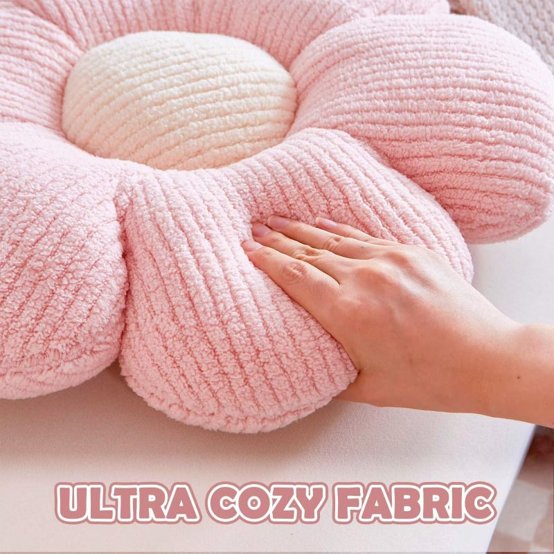 VBGYA Pink Flower Decorative Throw Pillows, Cute Daisy Shaped Plush Aesthetic Pillow, Soft 14.9" Floor Seat Cushion - Image 3