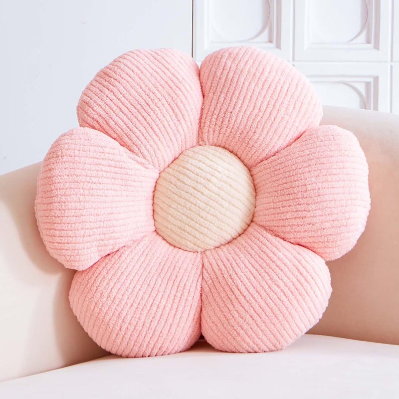 VBGYA Pink Flower Decorative Throw Pillows, Cute Daisy Shaped Plush Aesthetic Pillow, Soft 14.9" Floor Seat Cushion - Image 1