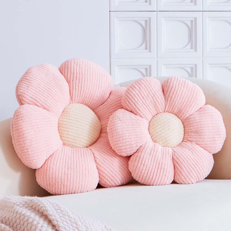 VBGYA Pink Flower Decorative Throw Pillows, Cute Daisy Shaped Plush Aesthetic Pillow, Soft 14.9" Floor Seat Cushion - Image 2