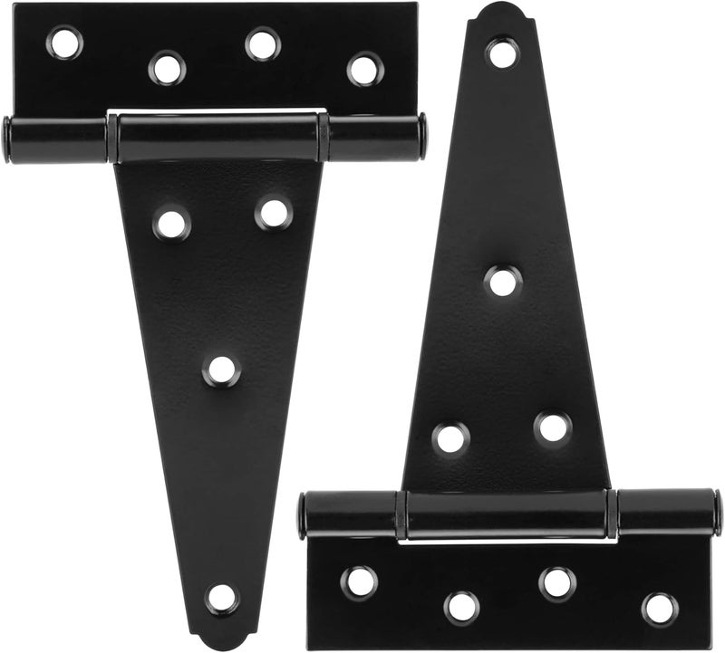 HILLMASTER 6 Inch T-Strap Heavy Duty Shed Door Hinges Gate Strap Hinges Black Tee Hinge Wrought Hardware for Wooden Fences,Yard,Barn Door,Rustproof(2 Pack) - Image 1