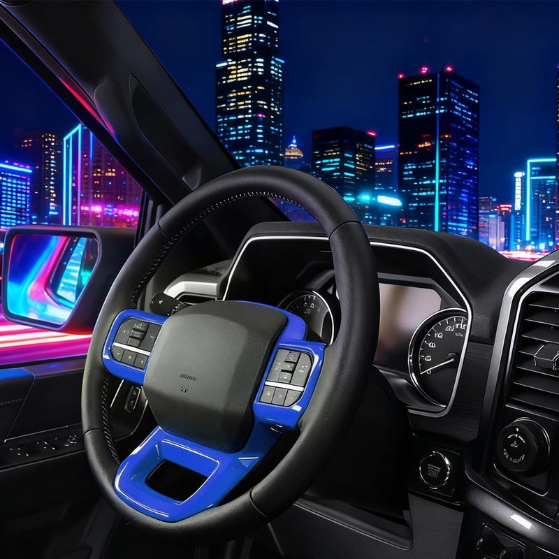Keptrim Steering Wheel Cover Trim for 2021 2022 2023 2024 2025 Ford F150, for 2023-2025 F250 F350 Super Duty, for 2022-2025 Expedition, ABS Blue, 1pc - Image 4