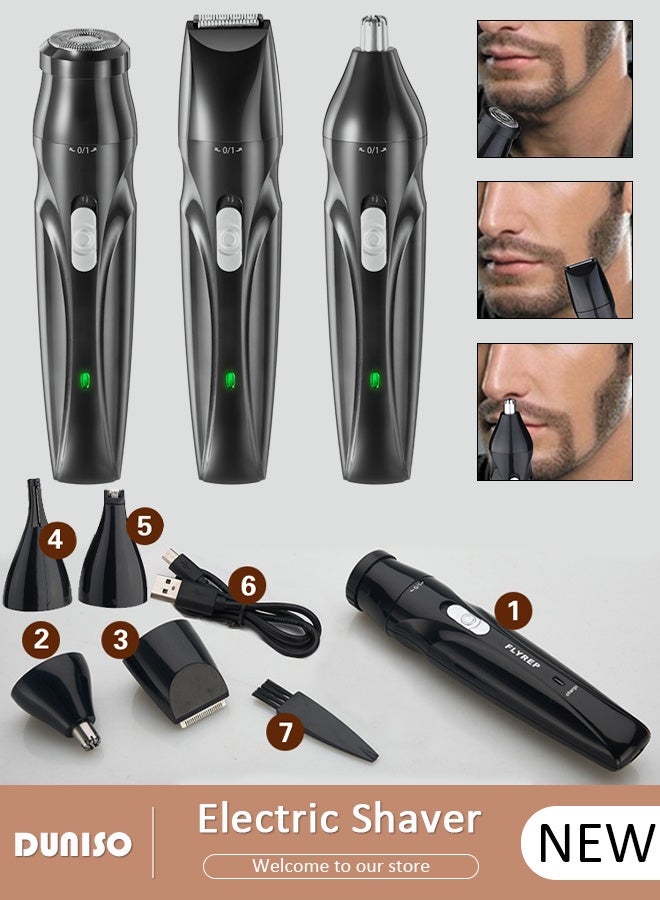 DUNISO 5in1 Shaver Portable Electric Shaver Powerful Storm Shaver for Men with 3 Replacement Headers, Multifunctional Electric Razor, USB Shaver for Travel - Image 1
