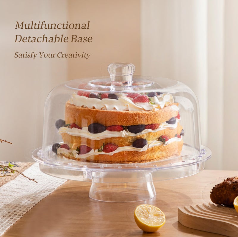 HBlife Cake Stand with Acrylic Dome Cover (12.2"), Multifunctional Serving Cookie Platter Punch Bowl and Cake Plate for Dessert Table Display for Parties (6 Uses) - Image 5