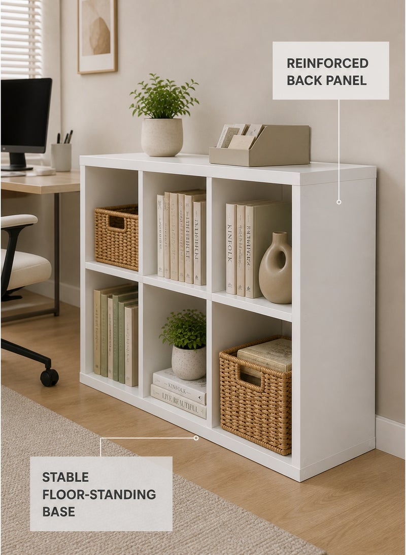 XiuWoo 2 Tier 6 Cube High-Capacity Free-Standing Wood Bookcase Racks, Floor-to-Ceiling Home Storage Cabinets, Multi-Layer Low Lattice Cabinets, Multipurpose Display Organizer Shelf for Home Office - Image 5