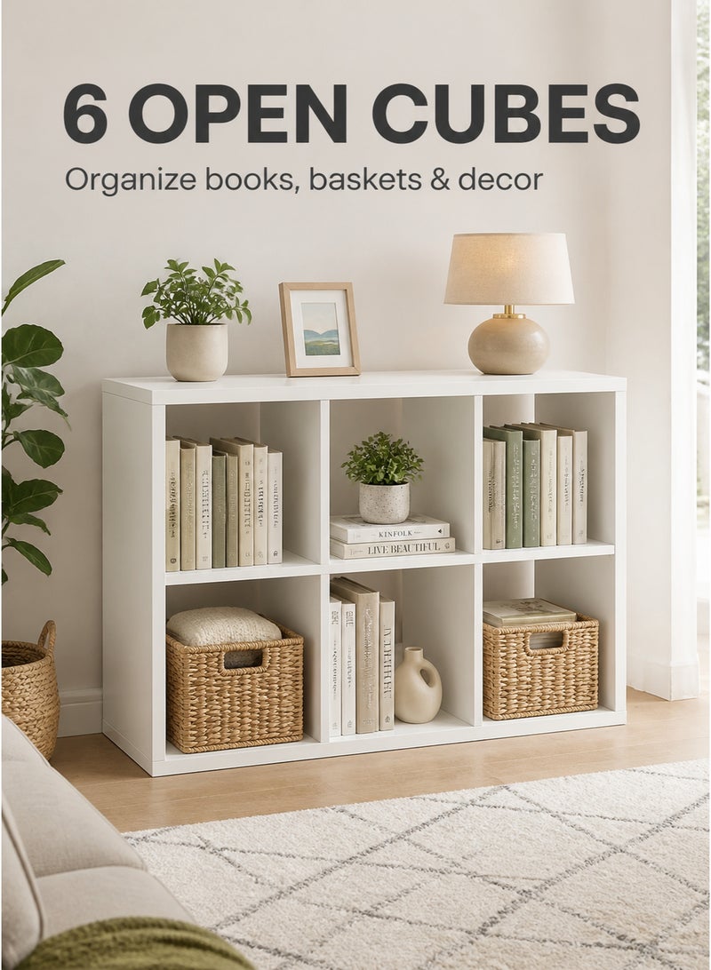 XiuWoo 2 Tier 6 Cube High-Capacity Free-Standing Wood Bookcase Racks, Floor-to-Ceiling Home Storage Cabinets, Multi-Layer Low Lattice Cabinets, Multipurpose Display Organizer Shelf for Home Office - Image 2