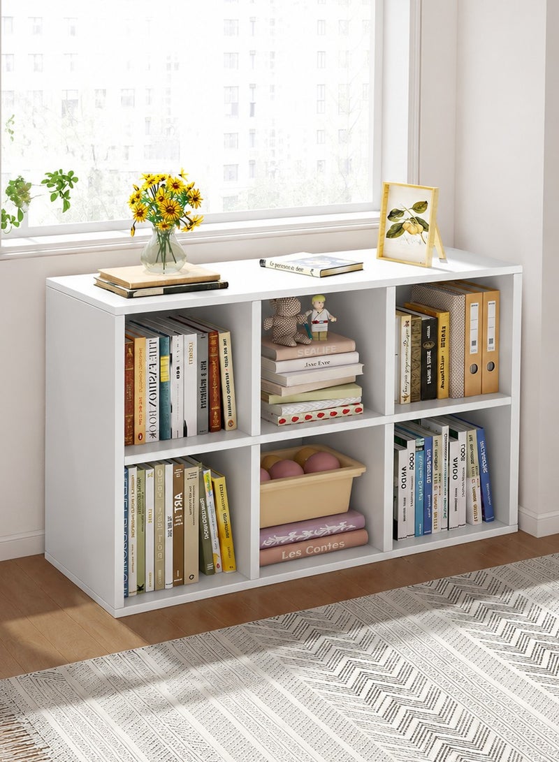 XiuWoo 2 Tier 6 Cube High-Capacity Free-Standing Wood Bookcase Racks, Floor-to-Ceiling Home Storage Cabinets, Multi-Layer Low Lattice Cabinets, Multipurpose Display Organizer Shelf for Home Office - Image 1