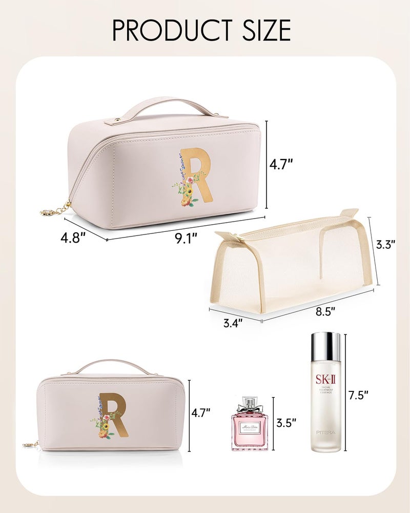 Vlando Personalized Birthday Gift,Initial Makeup Organinzer,Graduation Gifts for Her Sister Birthday Gift Ideas,Monogrammed Cosmetic Travel Bag(Letter R) - Image 4